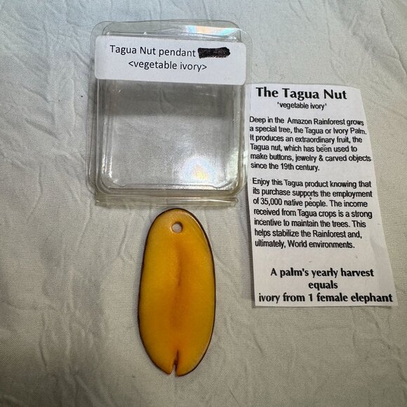 Authentic Tagua Nut Pendant Vegetable Ivory Rainforest Sustainable Jewelry - Picture 5 of 6